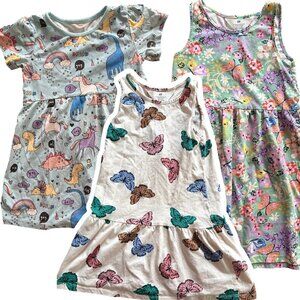 H&M Girl's Summer Dress Bundle 100% Cotton Size 6 Butterfly Floral Dinosaurs